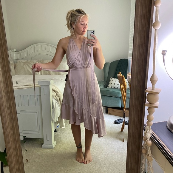 Express Satin Wrap Dress - Picture 6 of 8